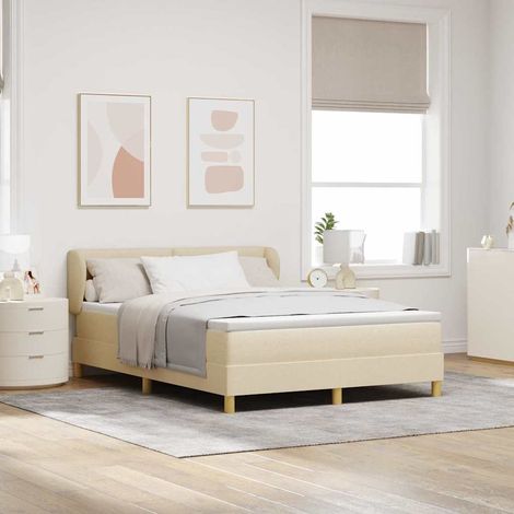Boxspringbett mit Matratze Creme 160 x 200 cm Stoff