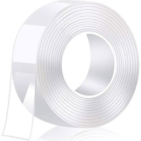 Ruban Adhsif Double Face Extra Fort, Lavable Traceless Nano Tape, Double Face-Gel Transparent et Amovible pour 5M - 2 CM x 1 MM (1/5)