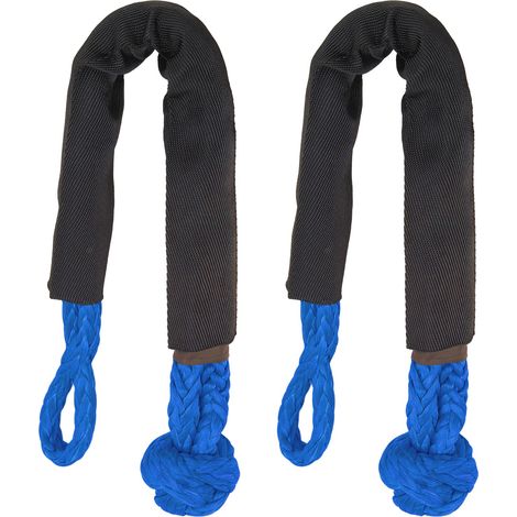 2x Anneau de remorquage souple 38000Lbs Résistance à la rupture Portable pour Camion 4x4 SUV Bleu (1/5)