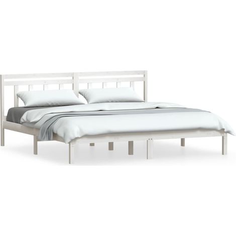 Maison Exclusive - Cadre de lit Blanc Bois de pin massif 160x200 cm (1/5)
