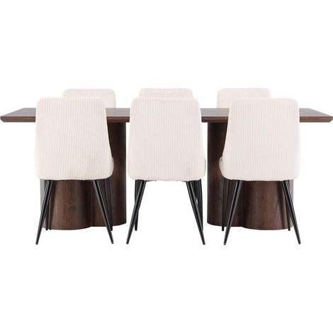 Olivia Essgruppe Esstisch Mokka 6 Stühle Samt beige. (1/4)