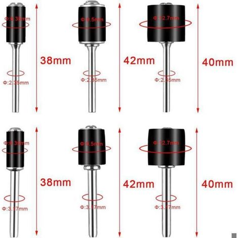 Kit de ponçage pour outils rotatifs - - 132 pièces - 120 bandes - 12 tambours - 3 diamètres (1/2" 3/8" 1/4") (1/4)