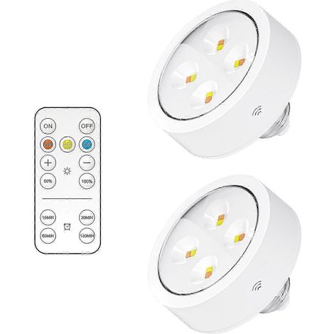 Bombilla LED inalámbrica con pilas AA, base E26, con mando a distancia, para apliques de pared, armarios y escaleras. (1/5)