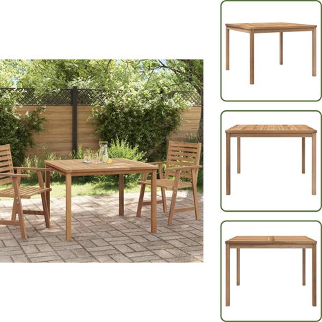 Table à dîner de jardin 110x110x77 cm Bois de teck solide - Table De Jardin - Table En Teck - Meubles De Jardin - Table Repas Extérieure - Décoration Jardin