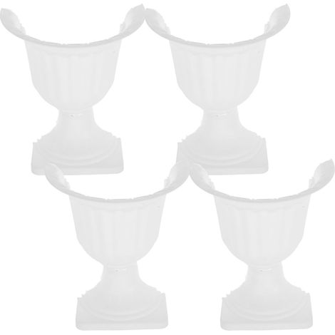 Ensemble de 4 vases suspendus vintage Baluue, style demi urne, en plastique blanc (1/5)