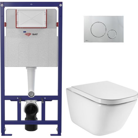 Pack WC con telaio di supporto ECO 2L SAT + WC sospeso Roca con sedile SoftClose + placca bianca (STEROGAWR05-IN)