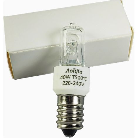 Ampoule halogène E14 pour four, ampoule pour four à 500 °C, 230 V, halogène-tungstène 40 W, éclairage pour équipements en céramique, ampoule résistante aux hautes températures (1/5)