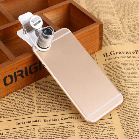 Loupe 60x pour téléphone portable, objectif de caméra, microscope LED avec clip pour iPhone (1/5)