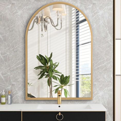 Miroir arqué pour Salle de Bain, Miroir de Salle de Bain avec Cadre en métal, Miroir de Commode, miroirs décoratifs arqués pour Le Salon et la Chambre 30 x 40CM (1/5)