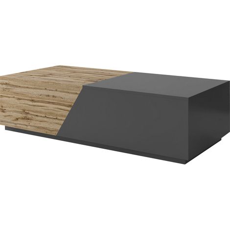 Mesa de centro Comfivo Daldune 102, Antracita + Roble wotan, 42x60x124cm, Diámetro: 0, Aglomerado laminado, Angular (1/5)
