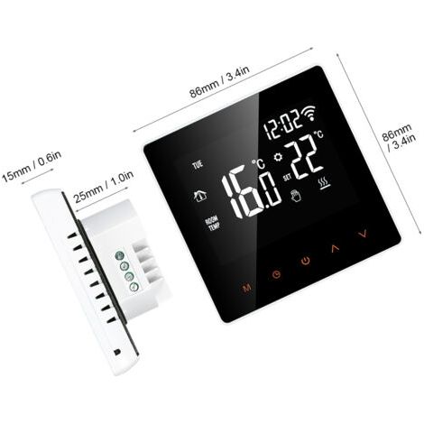 Thermostat intelligent Wi-Fi, contrôleur de température numérique, contrôle par application, écran LCD, écran tactile, chauffage au sol électrique programmable pour la maison, l'école, le burea (1/5)