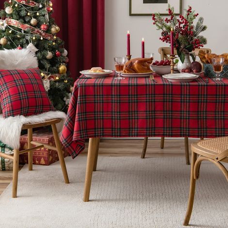 Nappe de Noël à Carreaux Rouges 60 × 60 cm, pour Cuisine Jardin Repas de Fête (1/5)