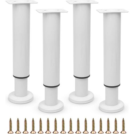 Pied De Lit Réglable En Métal - Liaison Pour Sommier, Armoire, Canapé - Très Résistant - Universel - 18-32Cm - Blanc - Lot De 4