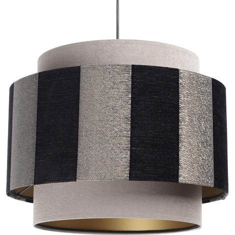 Suspension Extérieur rayé noir et taupe, intérieur doré - Noir, taupe, doré (1/5)