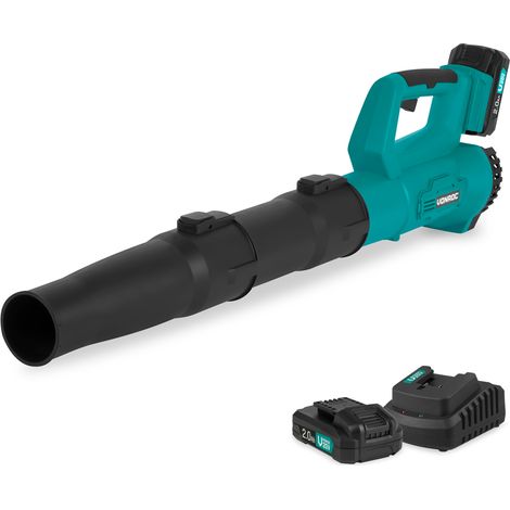 Vonroc – Souffleur de feuilles sans fil 20V avec 2 batteries 2.0Ah – Vitesse d'air 129 km/h – Volume d'air 7 m3/min – Design axial performant