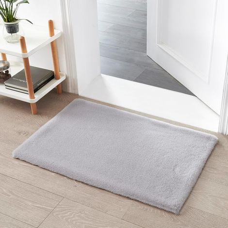 Tapis Moelleux en Fausse Fourrure - Fourrure De Lapin, Fourrure Courte, Tapis À Poils Longs pour Salon Ou Chambre À Coucher Tapis De Lit - Gris - 60x90cm (1/5)