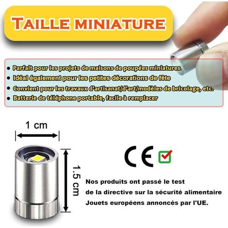 Lot de 10 petits spots LED à piles, blanc chaud, sans fil, miniatures pour œuvres d'art, peinture, vitrine de bijoux, placard, loisirs créatifs (Blanc froid)