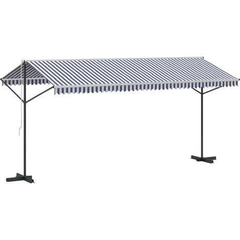 Maison Exclusive - Tenda da Sole Blu e Bianca 500x300 cm in Tessuto e Acciaio (1/5)