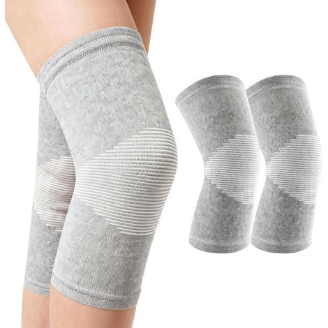 Ginocchiere in bambù KZQ, 1 paio, unisex, ginocchiere sportive a compressione, grigie, taglia M (1/5)