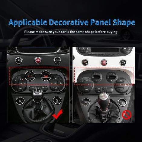 Per Fiat 500 2008-2023 Abarth 595 2012-2023 Pannello di controllo centrale per auto AC in fibra di carbonio rigida Adesivo decorativo Accessori interni Regalo, Nero, Stile B (1/4)