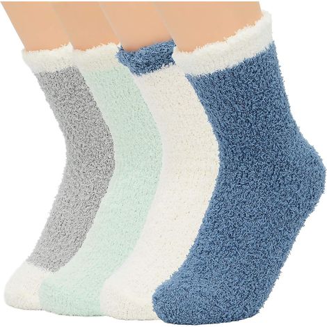 Chaussettes de Noël duveteuses pour femmes, chaudes et moelleuses, idéales pour l'hiver. Cadeaux douillets pour l'hiver. (1/5)