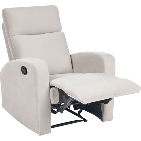 Manual Recliner Armchair Beige Velvet Upholstered Single Seat Modern Design Relax Function VERDAL (1/5)