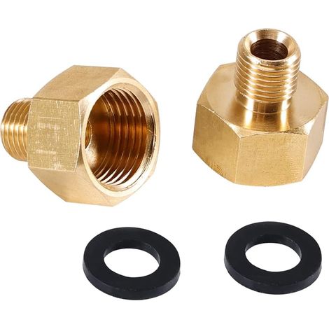 Adaptateur de gaz, lot de 2 adaptateurs de bouteille de gaz, 1/2" droite à 1/4" gauche, 1/2" femelle x 1/4" filetage externe, connecteur adaptateur de tuyau de gaz pour cuisinière à gaz (1/5)