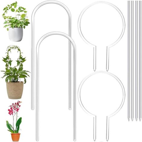 Set mit 8 Acryl-Pflanzenständern, moderner U-förmiger runder Pflanzenständer, Ständer für Topfpflanzen im Innen- und Außenbereich, U-förmiger Gartenständer
