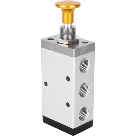 Soupape manuelle 5/2 à bouton-poussoir en alliage d'aluminium, filetage G1/4" ou G3/8", pour systèmes pneumatiques (4R310-08) (1/5)