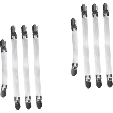 Clips Élastiques Pour Housse De Planche À Repasser - 6 Pièces 22 Cm + 2 Pièces 16 Cm - Fer Et Bande Élastique - Blanc (1/3)