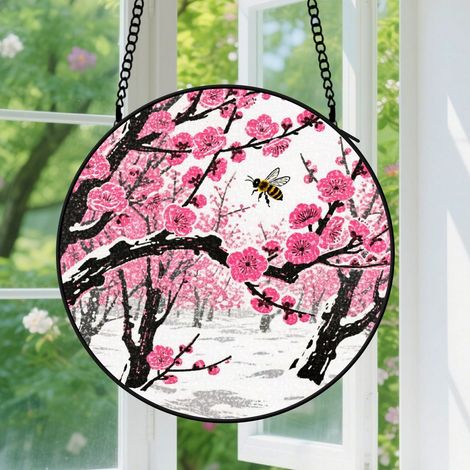 Suspension en vitrail, attrape-soleil unique minimaliste, décoration intérieure jardin, cadeau Fête des Mères, Noël pour femme, maman, tante 12,5 cm (1/5)