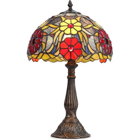 Barcelona Led – Lampe à poser d'inspiration Tiffany – Abat-jour en verre décoratif – Ø 30cm – Culot E27 – Utilisation intérieure IP20 – Puissance 40W