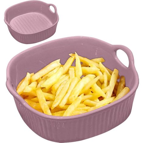 Cocotte carrée en céramique de 18,5 x 17 cm - 650 ml - Avec poignée - Résistant aux rayures et aux coupures - Pour lasagnes, tiiramisu, cocottes - Accessoires de friteuse - Passe au (1/5)