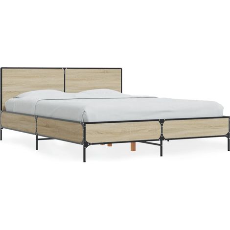 Maison Exclusive - Bettgestell Sonoma-Eiche 140x200 cm Holzwerkst (1/5)