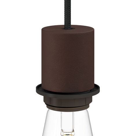 Kit douille E27 semi-filetée en métal avec serre-câble dissimulé Rouille foncé peint