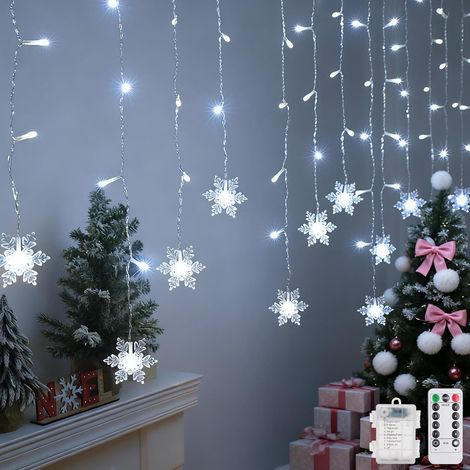 LED Rideau Lumineux Guirlande,4m 96LED Rideau Lumineux Flocons de Neige,Lampe de Noël pour fenêtre d'intérieur,Lumière Décoration,pour Fête Jardin Noël Mariage (1/5)