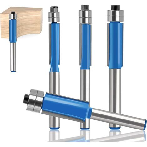Fraises à défoncer à tige 1/4 – Diamètre de coupe 6,35 mm, 5/16 mm, 0,9 cm, 1,27 cm, 4 pièces de fraisage avec double roulement, fraisage professionnel pour le travail du bois, la coupe et le fraisage (1/5)