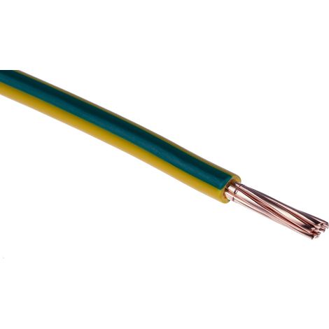 RS PRO Conduit, section: 10 mm², 750 V Vert/Jaune H07V-R 6491X ( Prix pour Bobine de 100 Mètres )