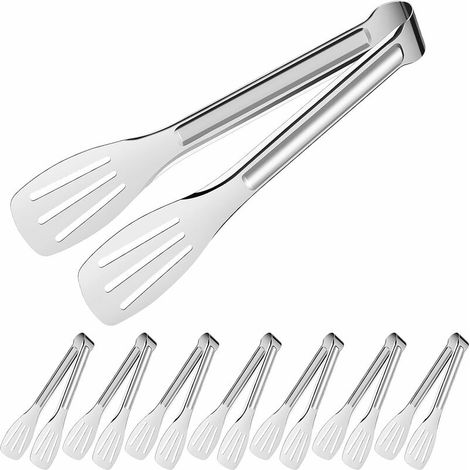 8 Stück Servierzange, 7 Zoll Küchenzange, Grillzange, Edelstahl, Salatzange für Küche, Kochen, Braten, Buffet, Salat, Grillen, Grillen (1/5)