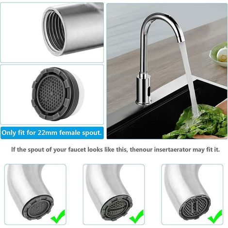 Mousseur Robinet M22, 5 Pièces Aerateur Robinet Economie Eau Avec Filtre, Aérateur de Robinet avec 2 Clé Robinet pour Robinet Lavabo de Salle de Bain et Cuisine