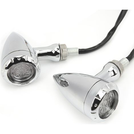 Clignotants Moto LED Universels Lot de 2 Feux Arrière Jaune Rouge Coque Chromée (1/5)