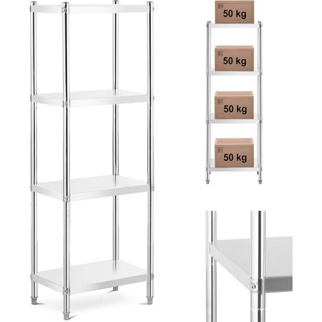 Estantería metálica para almacenamiento en catering, con capacidad de hasta 200 kg, 60 x 40 x 180 cm. (1/5)