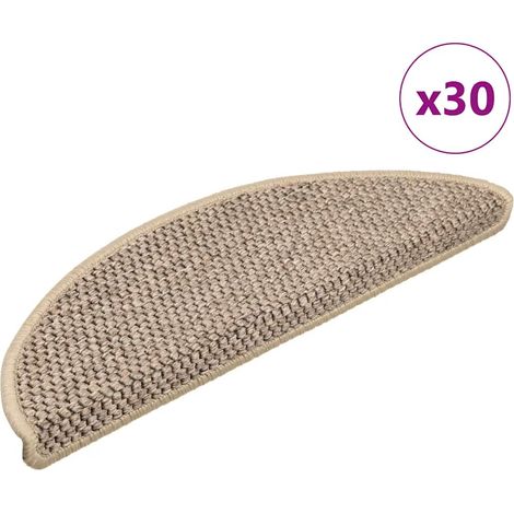 vidaXL Tappeti Adesivi Scale Aspetto Sisal 30 pz 56x17x3cm Beige Scuro