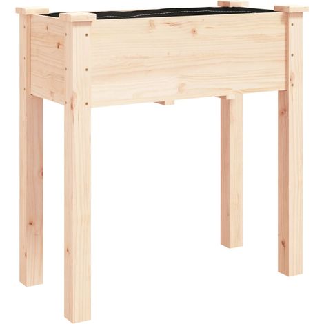 Fioriera rialzata per giardino terrazza con rivestimento 71 x 37 x 76 cm in legno massello di abete marrone 020038141