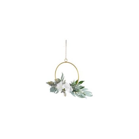Guirlande en métal avec fleurs artificielles et eucalyptus, décoration murale – (1/5)
