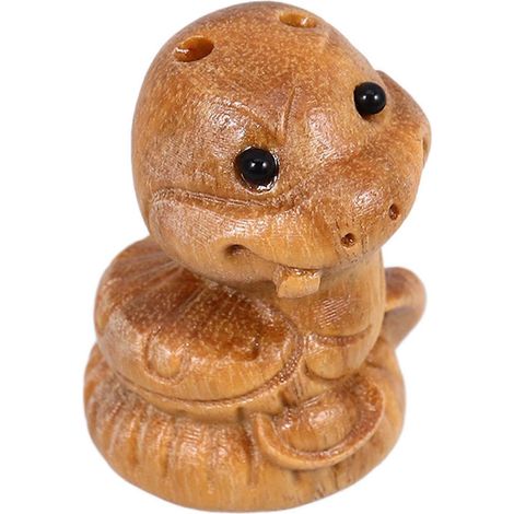 Porte-clés serpent dessin animé à faire soi-même, pendentif en bois, breloque serpent en bois, mini sculpture serpent en bois sculpté (1/5)