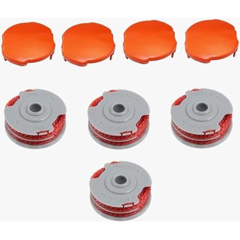 Lot de 4 bobines de fil et couvercle pour débroussailleuse Flymo FLY021 FLY060 - Accessoires de rechange en nylon à double alimentation automatique (1/5)