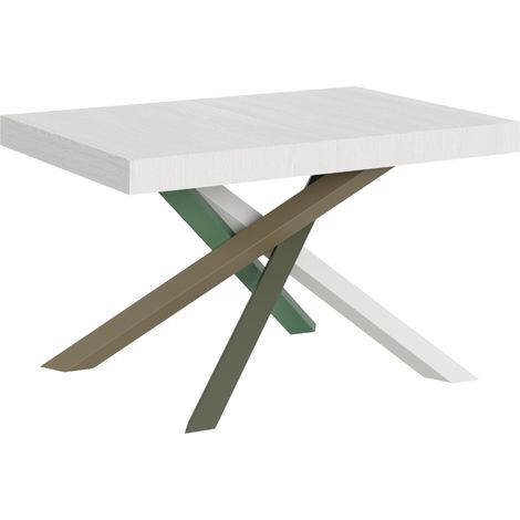 Tavolo allungabile 140/244x90 cm Volantis bianco frassino gambe multicolore 4/A