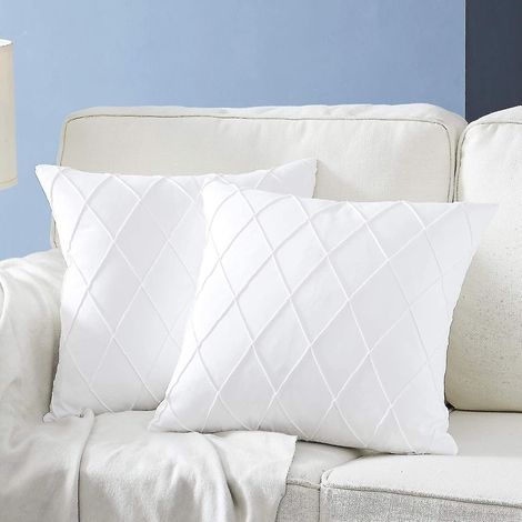 Reinweiße Kissenbezüge – 2er-Set (45 x 45 cm) – Robuster, unauffälliger Reißverschluss – Hochwertiges Polyester – Dekoration (1/5)