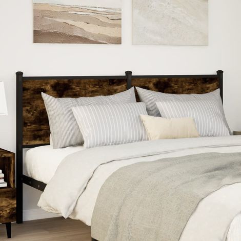 Testiera  Testata del letto di Ricambio Rovere Fumo 140 cm in Legno Multistrato e Acciaio (1/5)